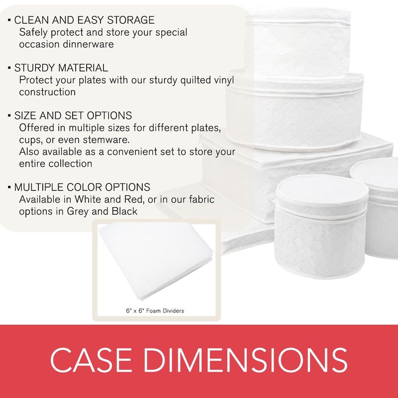LAMINET 6 Piece Quilted Dinnerware Storage Starter Set - Includes 4 Plate Cases, 1 Cup Case & Platter Case - WHITE - Image 4